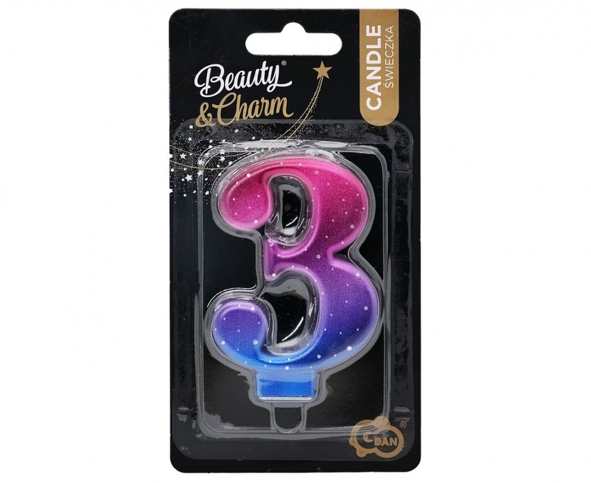 Świeczka B&C cyferka 3, Night Sky, 8,0 cm  /GoDan
