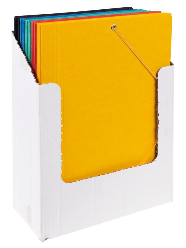 Teczka z gumką OFFICE PRODUCTS preszpan A4 390gsm 3-skrz., mix kolorów