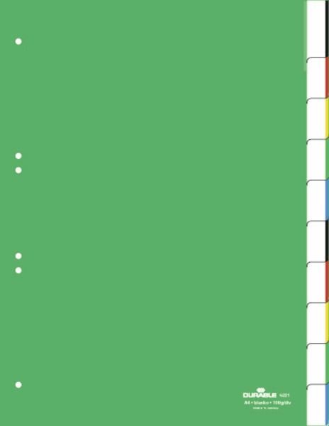 Przekładki A4 PP 1-10 Zgrzane Wymienne Indeksy Zielone /Durable 622105