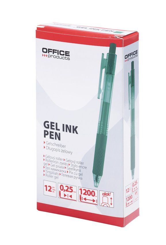 Długopis automatyczny żelowy OFFICE PRODUCTS  gr. linii 025mm dł. linii 1200m zielony