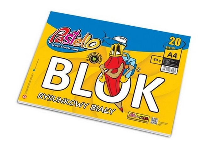 Blok Rysunkowy A4 20k Biały 80g /Pastello