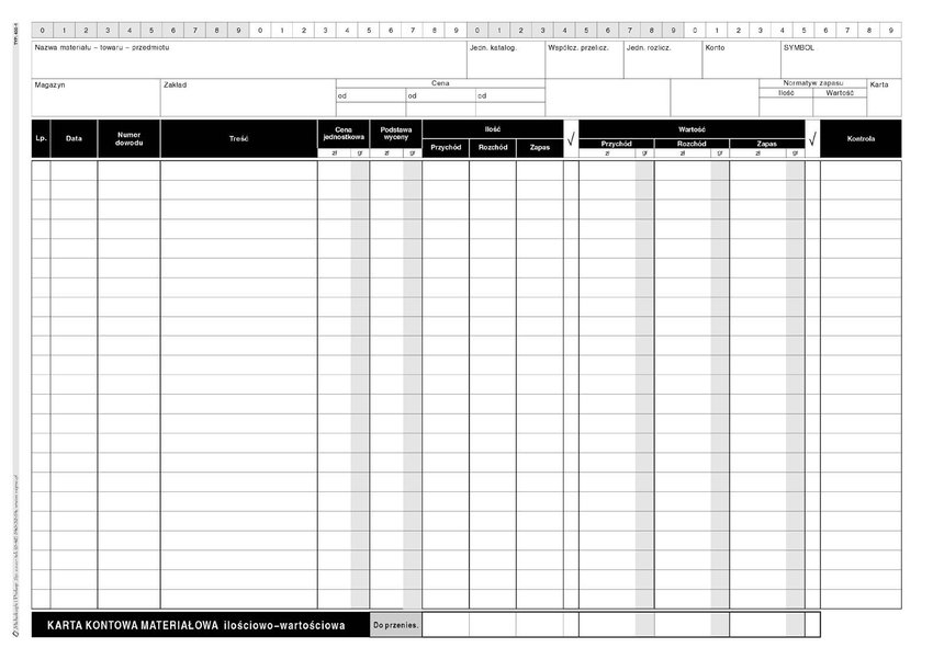 Karta Kontowa Materiałowa Ilościowo-War
