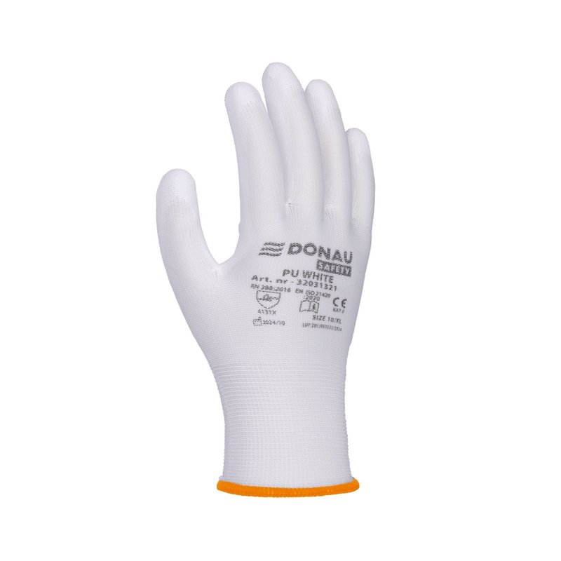 Rękawice Donau Safety Pu White Kat. II Rozm. 7 Białe /DONAU SAFETY