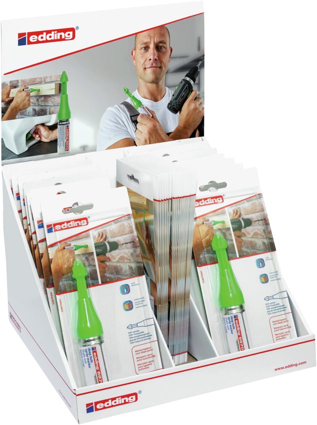 Marker w sprayu e-8870 EDDING do głębokich otworów 14 szt., display zielony neon