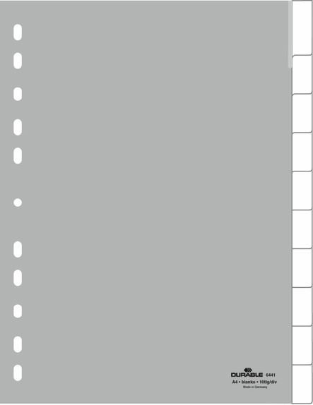 Przekładki A4 PP 1-10 Zgrzane Indeksy Szare /Durable 644110