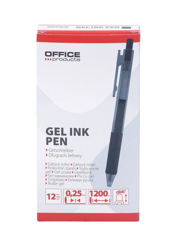 Długopis automatyczny żelowy OFFICE PRODUCTS  gr. linii 025mm dł. linii 1200m czarny