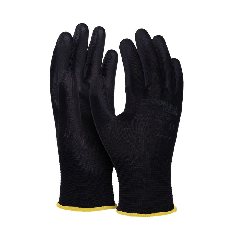 Rękawice Donau Safety Pu Black Kat. II Rozm. 8 Czarne /DONAU SAFETY
