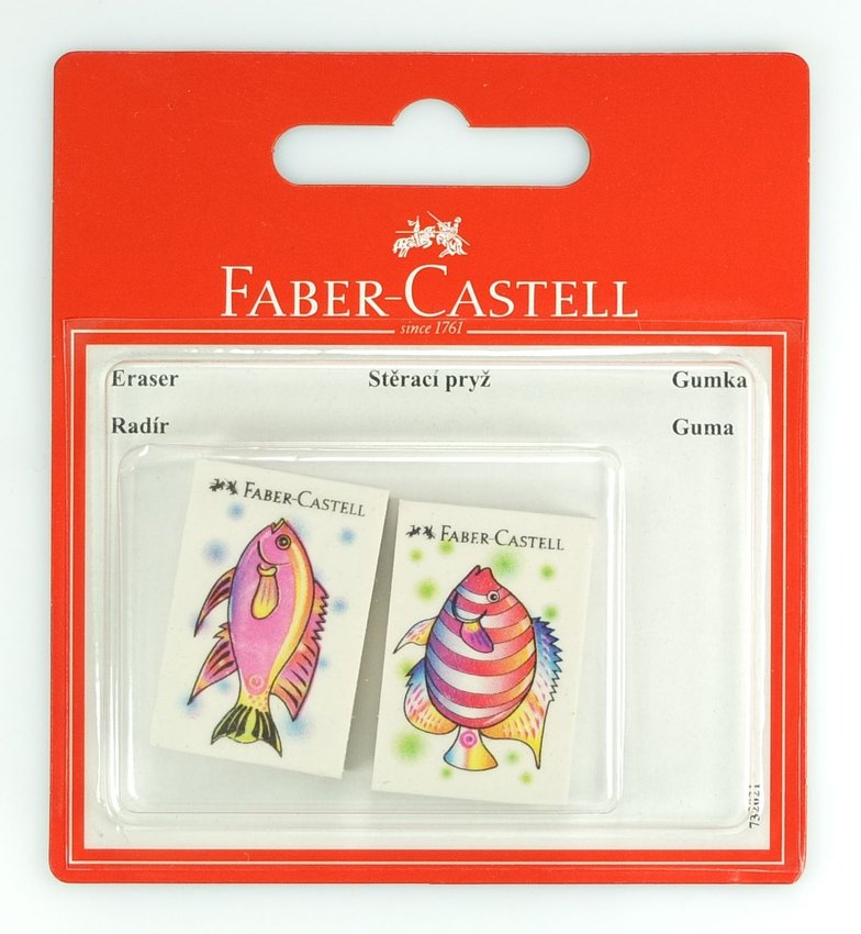 Gumka Winylowa Biała 2 Szt. Blister Motyw Rybki Faber-Castell