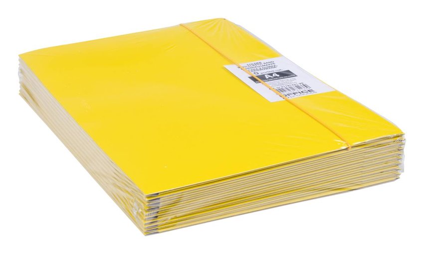 Teczka z gumką OFFICE PRODUCTS karton/lakier A4 320gsm 3-skrz., mix kolorów