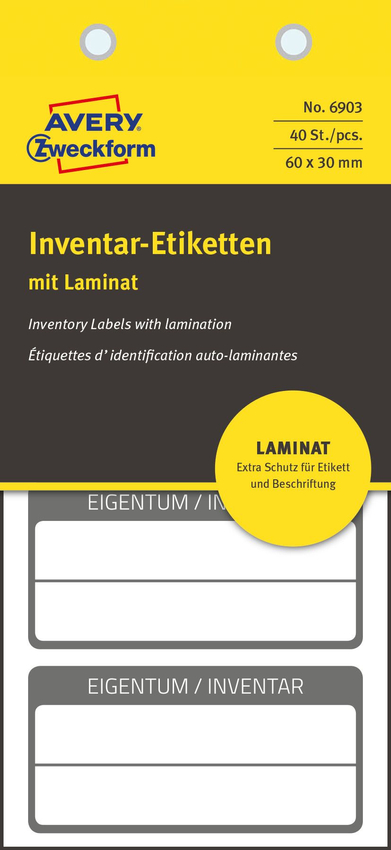 Etykiety Inwentaryzacyjne Avery 60x30 10/A4 A'4 Biało-Czarne No.6903