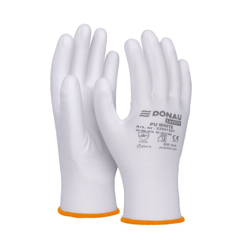 Rękawice Donau Safety Pu White Kat. II Rozm. 7 Białe /DONAU SAFETY