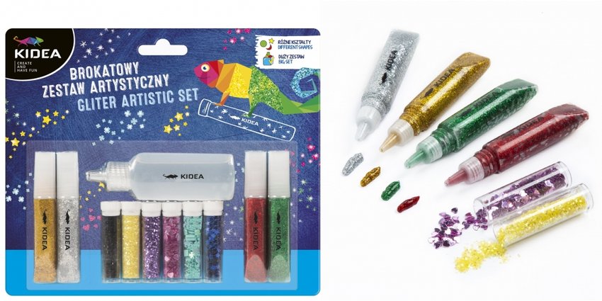 Brokatowy Zestaw Artystyczny Brokat+Cekiny+Klej 11szt. Mix /Kidea