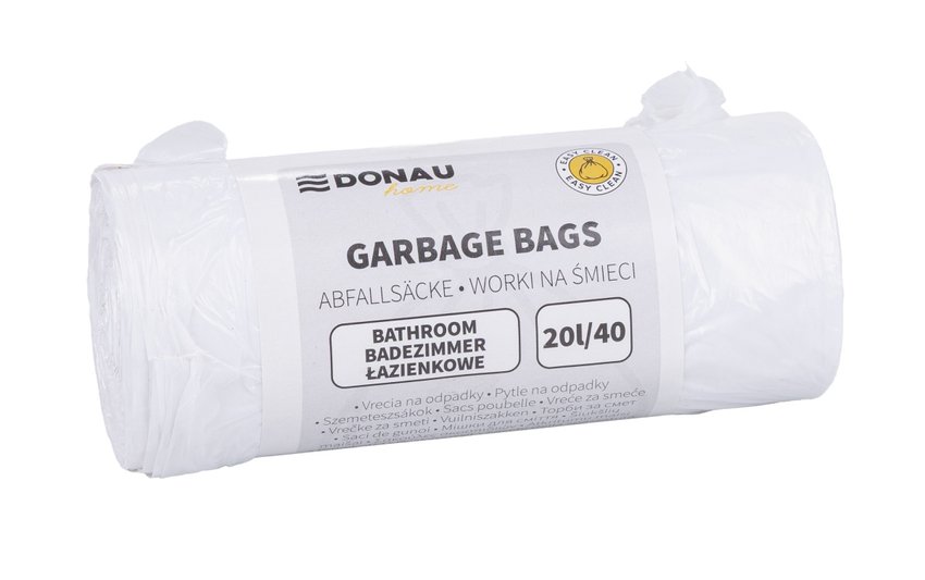 Worki na śmieci DONAU HOME łazienkowe (HDPE), 20l 40 szt., białe