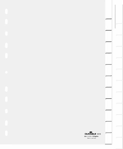 Przekładki do Segregatorów 1-12, Jan.-Dez. (12) Indeksy Zgrzane PP A4 Białe /Durable 641002