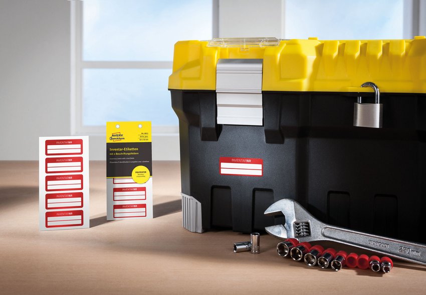 Etykiety Inwentaryzacyjne 2 Liniowe Avery 50x20 10/A4 A'5 Srebrno-Czerwone No.6911