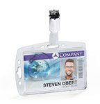 Etui akrylowe na 1 kartę magnetyczną z kombi klipem / Durable