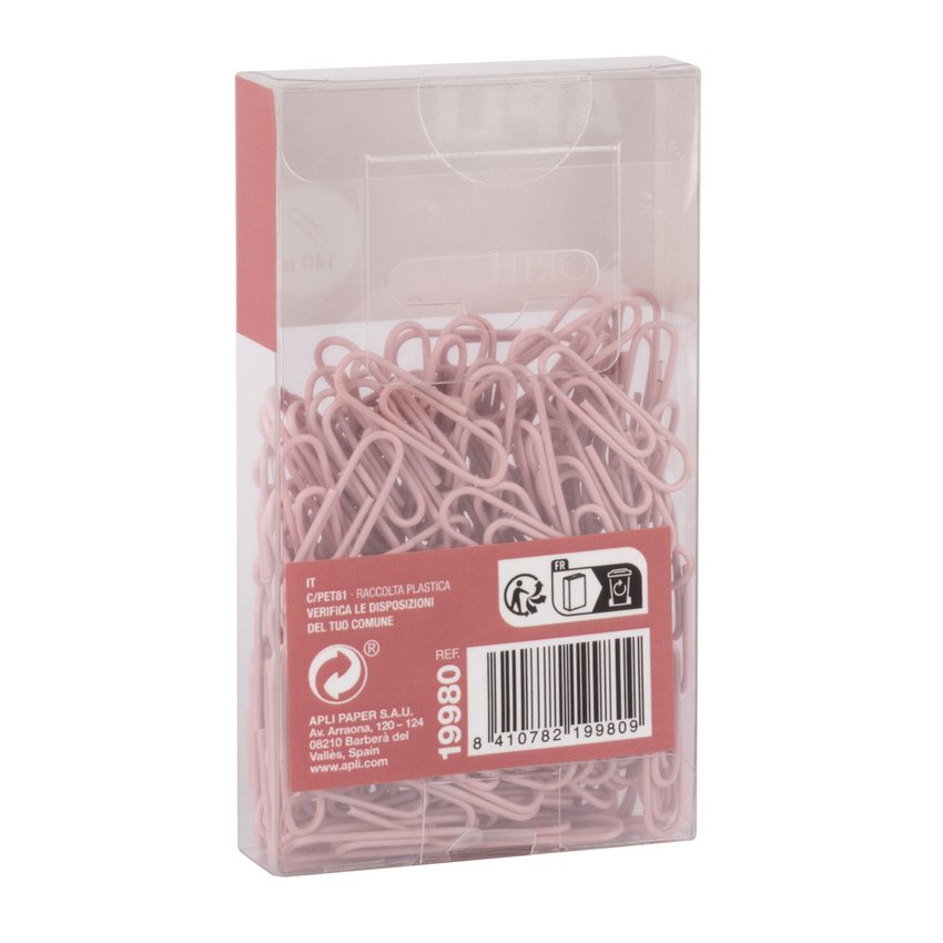 Spinacze okrągłe APLI Up North 28mm 140szt., pudełko z zawieszką różowe