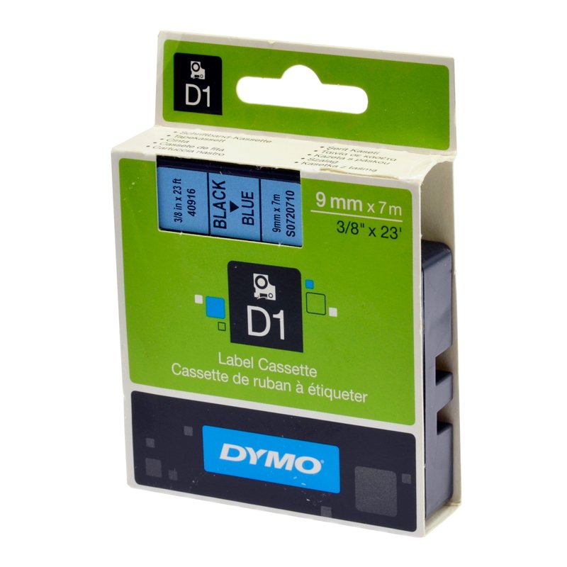 Taśma Dymo D1 - 9 mm x 7 m, Czarny / Niebieski