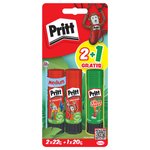 Klej w sztyfcie PRITT 2x22g + 1x20g neon blister mix kolorów
