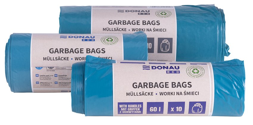 Worki na śmieci DONAU ECO z uchwytami Knoties 35l 20 szt., niebieskie