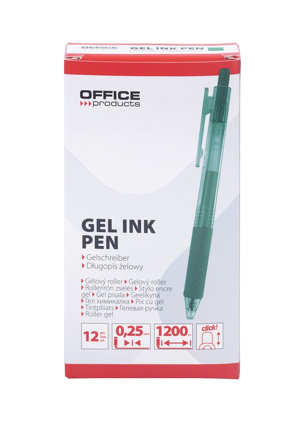 Długopis automatyczny żelowy OFFICE PRODUCTS  gr. linii 025mm dł. linii 1200m zielony
