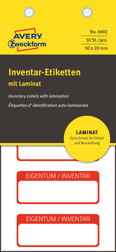 Etykiety Inwentaryzacyjne Avery 50x20 10/A4 A'5 Biało-Czerwone No.6902