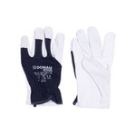 Rękawice Robocze Donau Safety Skóra Kozia Po Stronie Dłoni Ściągacz Rozm. 8/M Biało-Granatowe /DONAU SAFETY