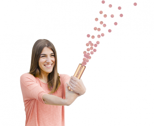 Konfetti pneumatyczne Glamour, kółeczka foliowe różowo-złote  / 15 cm  /GoDan