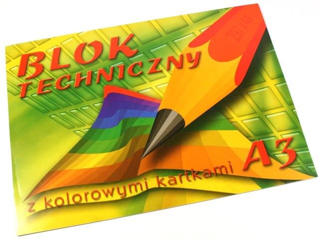 Blok Techniczny A3 10 Kartek Kolorowy /Kreska