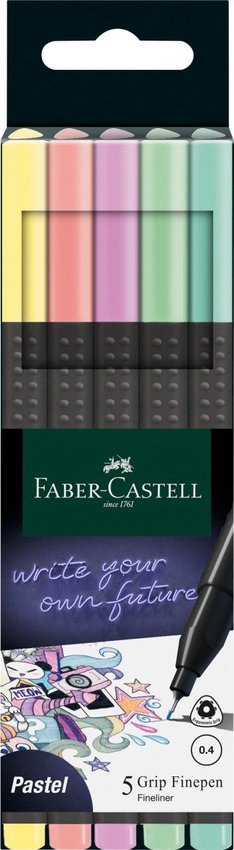 Cienkopisy Grip 5 Kol. Pastelowych Faber-Castell