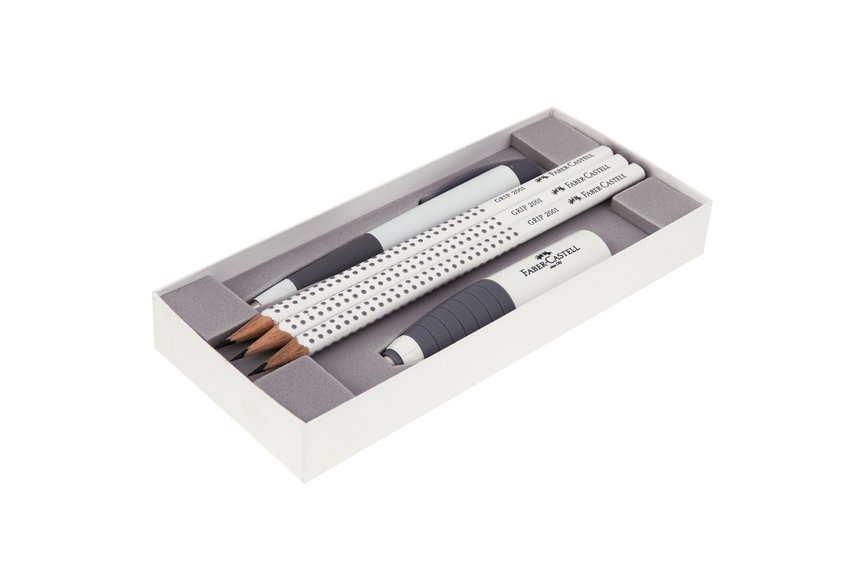 Zestaw White Edition (3 Ołówki+Długopis Conic+Temperówka Z Gumką Combi) Faber-Castell