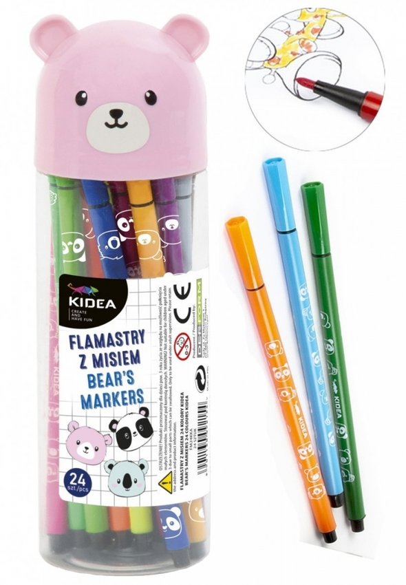 Flamastry z Misiem 24kol Tuba /Kidea