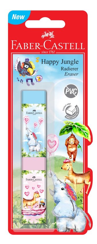 Gumka Happy Jungle 2 Szt. Blister Faber-Castell
