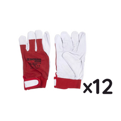 Rękawice Robocze Donau Safety Skóra Kozia Po Stronie Dłoni Rzep Rozm. 10/XL Biało-Czerwone /DONAU SAFETY 12 szt.
