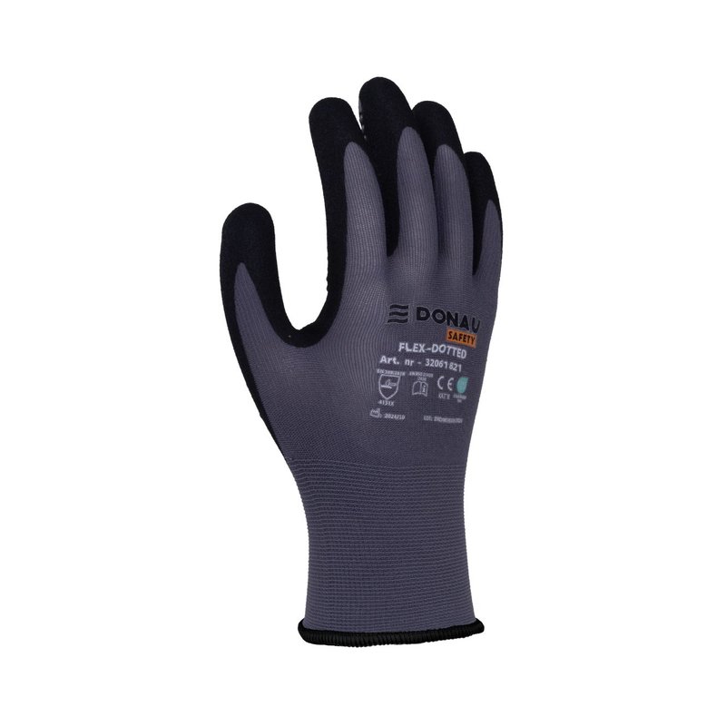 Rękawice Donau Safety Flex-Dotted Kat. II Rozm. 10 Szare /DONAU SAFETY