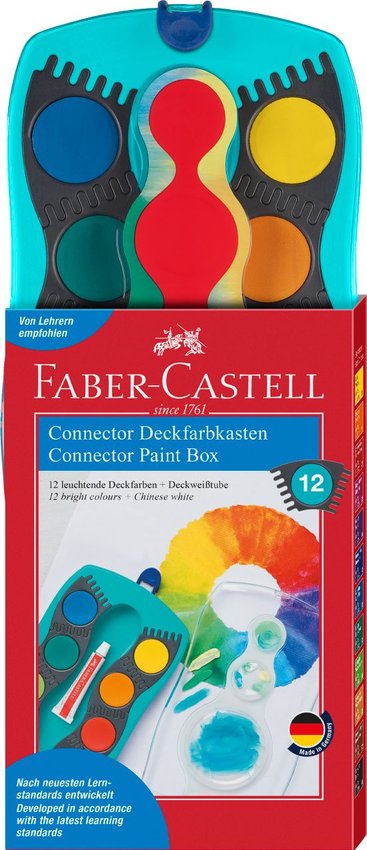 Farby Szkolne Connector 12 Kol. W Turkusowej Kasetce Faber-Castell