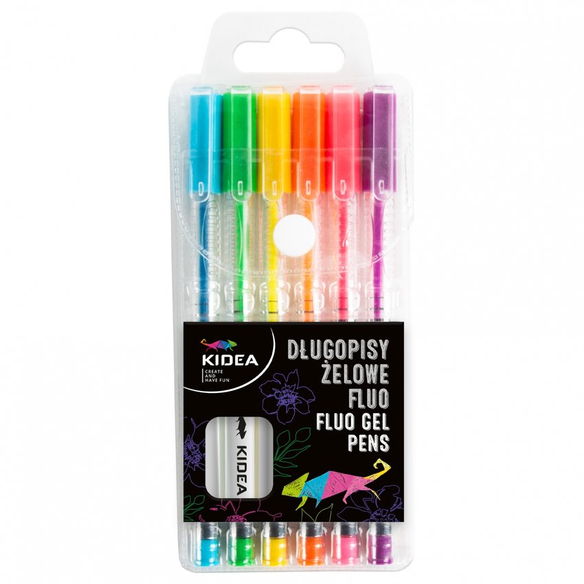 Długopisy Żelowe 6kol Fluo /Kidea