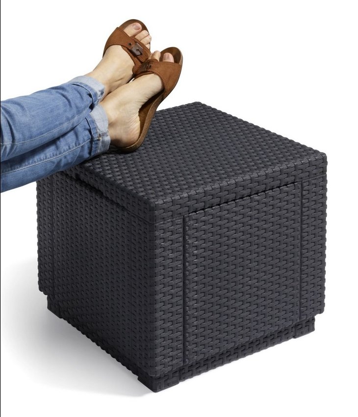 Pufa Schowek Cube z poduszką grafit / Keter