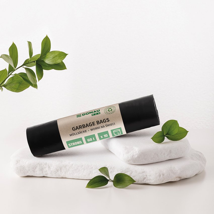 Worki na śmieci DONAU ECO mocne (LDPE), 60l 10 szt., czarne