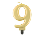 Świeczka B&C cyferka 9, metalik złota, 8,0 cm  /GoDan