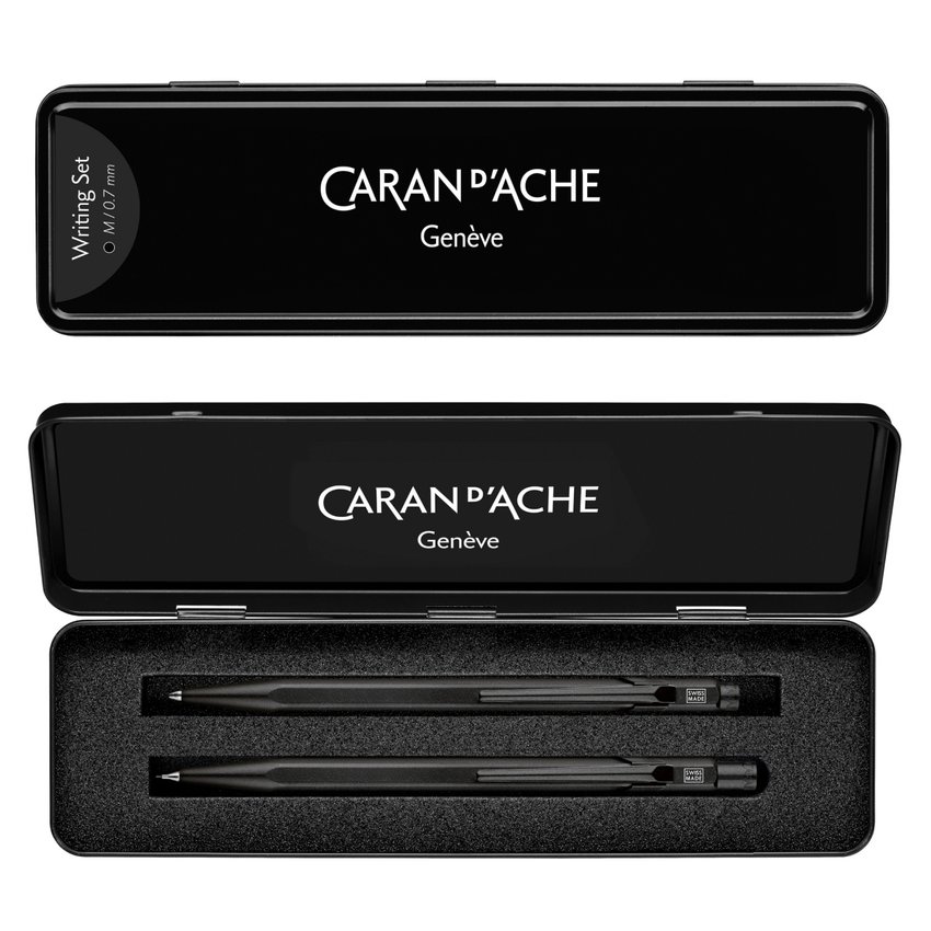 Zestaw długopis 849 i ołówek 844 CARAN D'ACHE Black Code w etui czarny