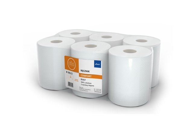 Ręcznik Ellis Comfort R80/2 (Celuloza) 2-warstw. [3025] Biały 6szt.