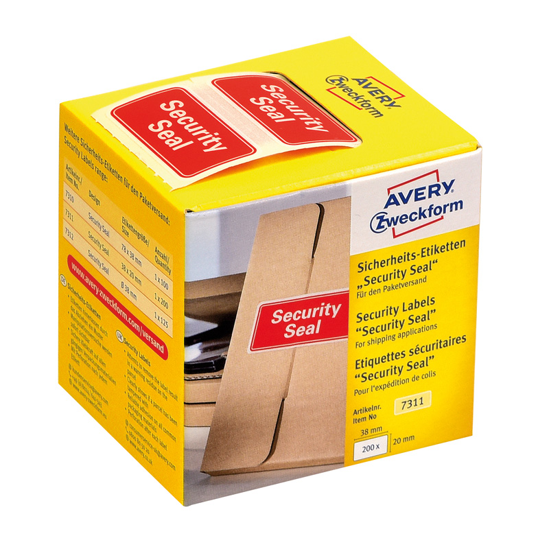 Plomby Ostrzegawcze Wysyłkowe 38x20 mm 200 szt. Czerwone Avery 7311