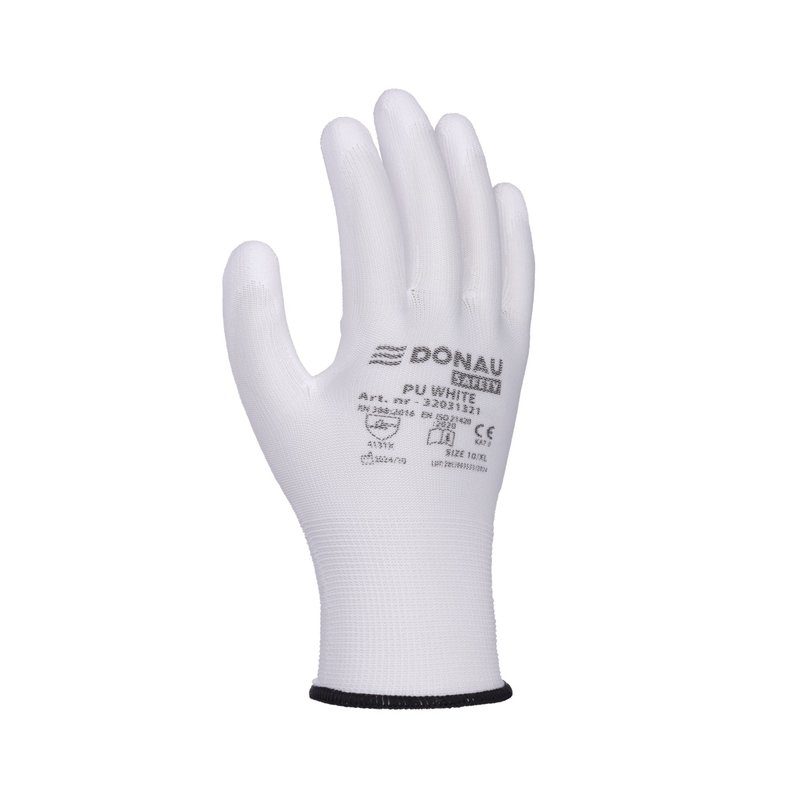 Rękawice Donau Safety Pu White Kat. II Rozm. 10 Białe /DONAU SAFETY