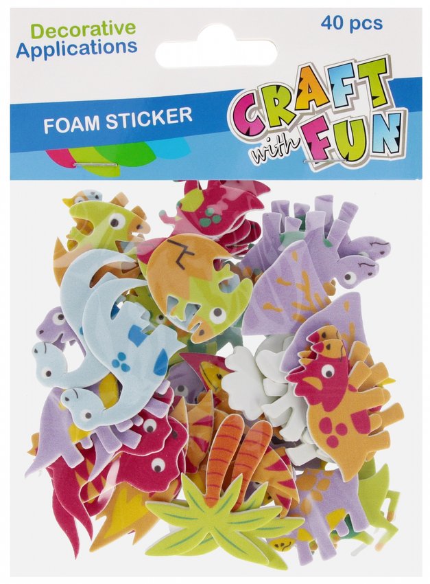Ozdoba dekoracyjna samoprzylepna EVA Dinozaury 40szt. /Craft With Fun