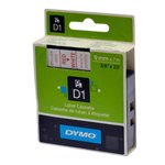 Taśma Dymo D1 9mm x 7m (40915) Biała/Czerwony Nadruk