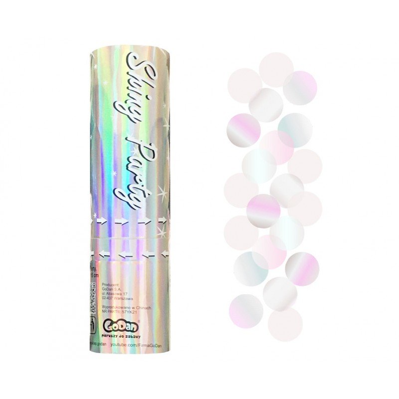 Konfetti pneumatyczne Shiny Party, kółeczka foliowe opalizujące / 15 cm  /GoDan