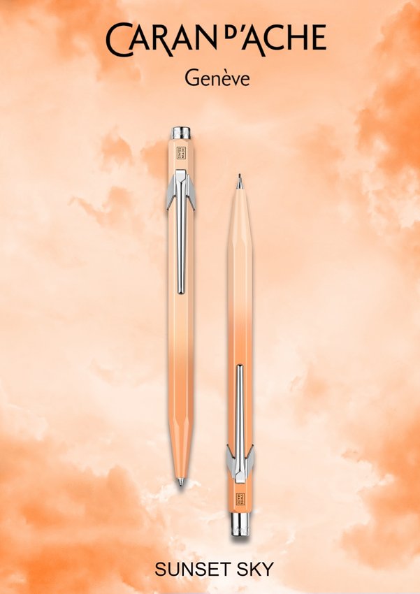 Zestaw długopis 849 i ołówek 844 CARAN D'ACHE Sunset Sky w etui pomarańczowy