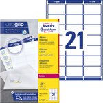Samoprzylepne etykiety adresowe Avery 63.5x38.1 21/A4 A'100 białe No.L7160-100