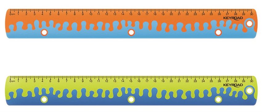 Linijka z uchwytem KEYROAD Coral, 30 cm, pakowane w display, mix kolorów